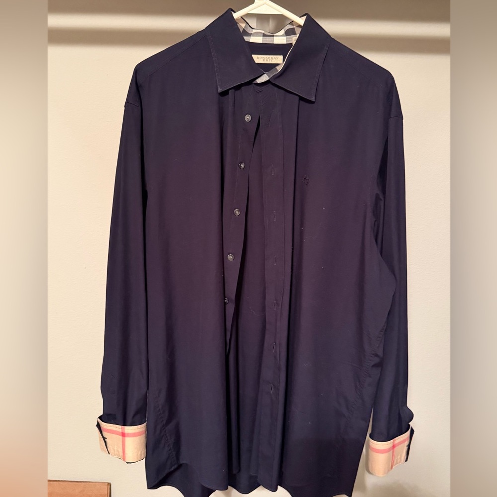 Burberry Classic Navy Blue Dress Shirt
